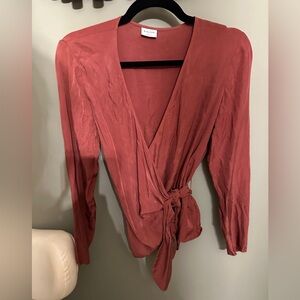 Babaton silk Davis wrap blouse. Size S.